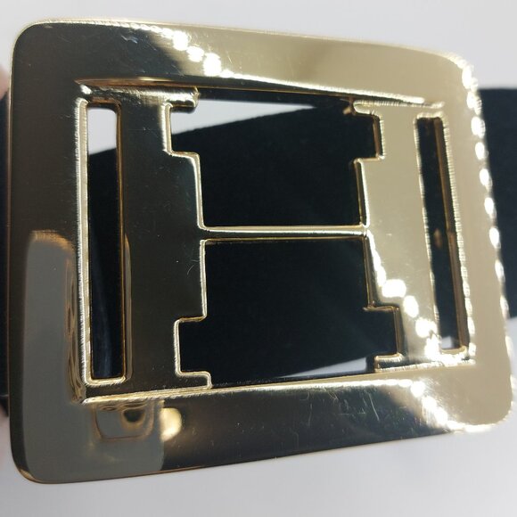 Halston Heritage Wide Black Leather/Suede Belt - Picture 12 of 12